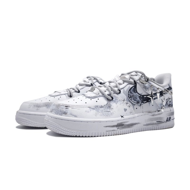 Custom Air Force 1 Shoes Black White Dream Shadow - Image 3