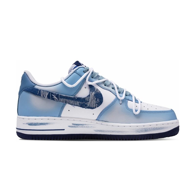 Custom Air Force 1 Shoes Blue Cyan Denim Cthulhu - Image 2
