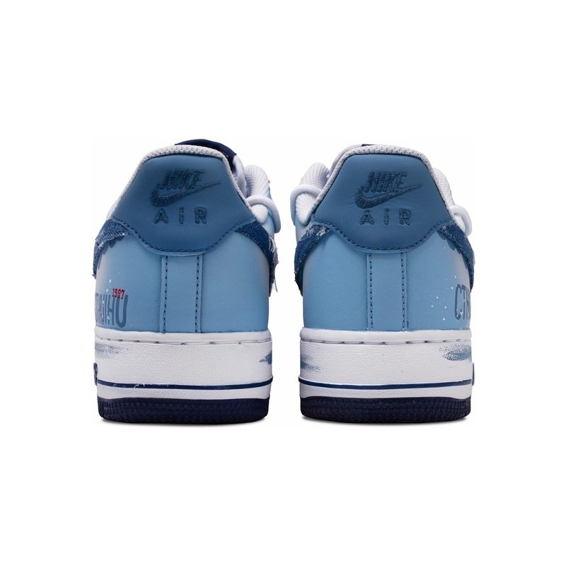 Custom Air Force 1 Shoes Blue Cyan Denim Cthulhu - Image 4