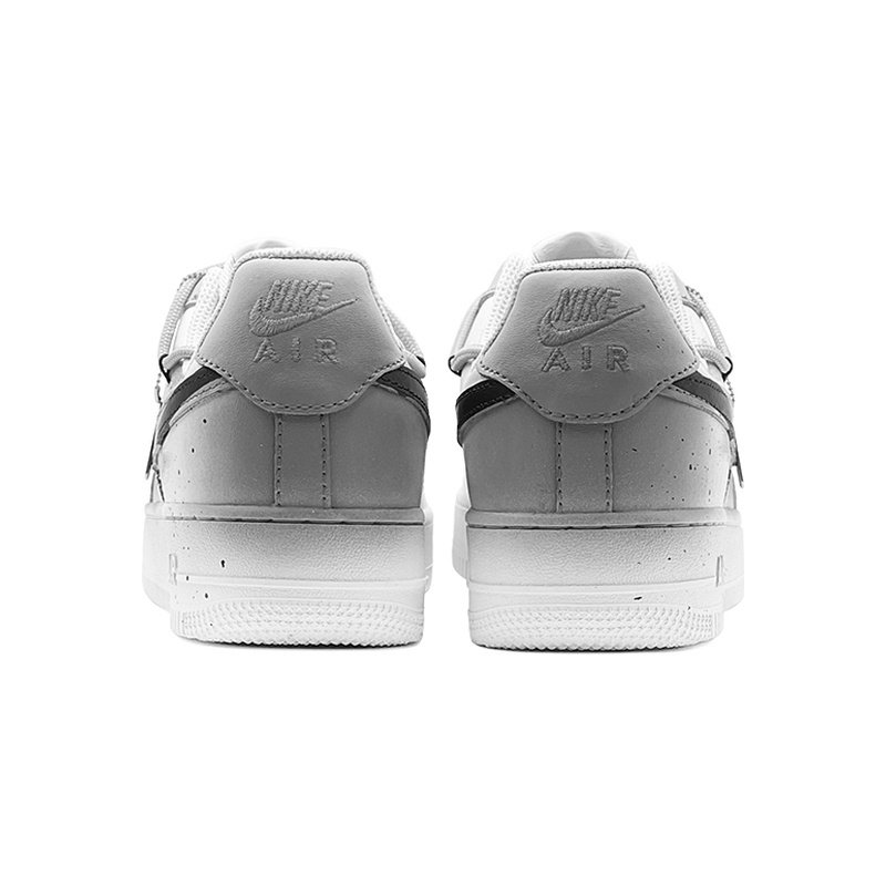 Custom Air Force 1 Shoes Gray White Broken Swoosh - Image 4