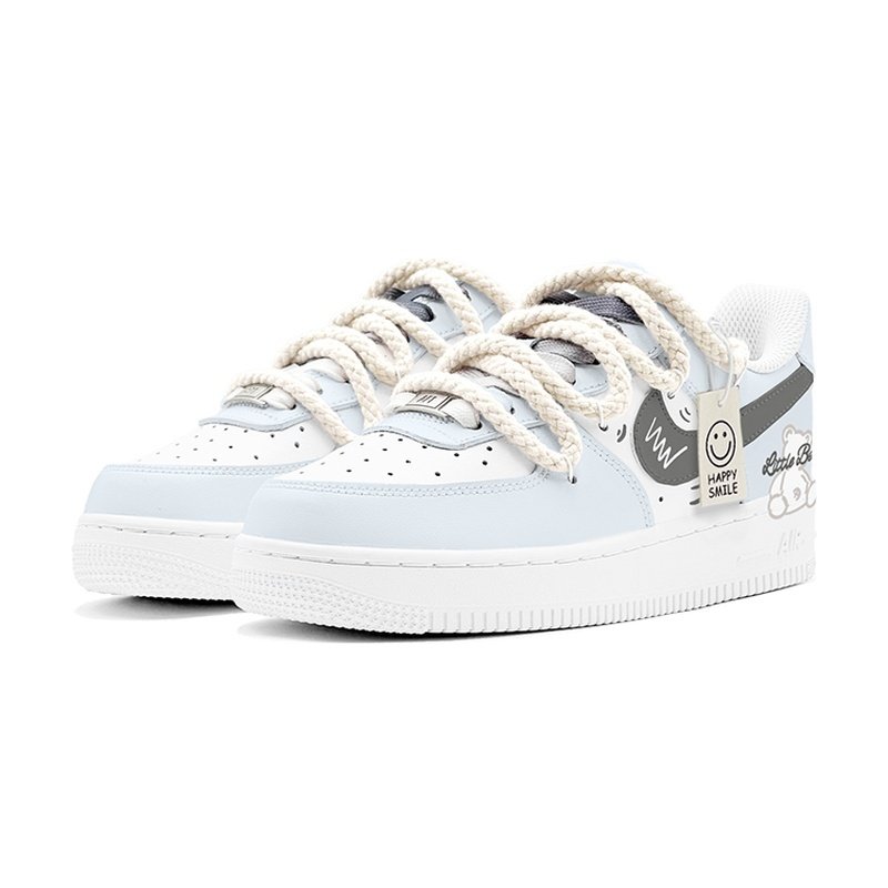 Custom Air Force 1 Shoes Light Blue Little Bear - Image 3