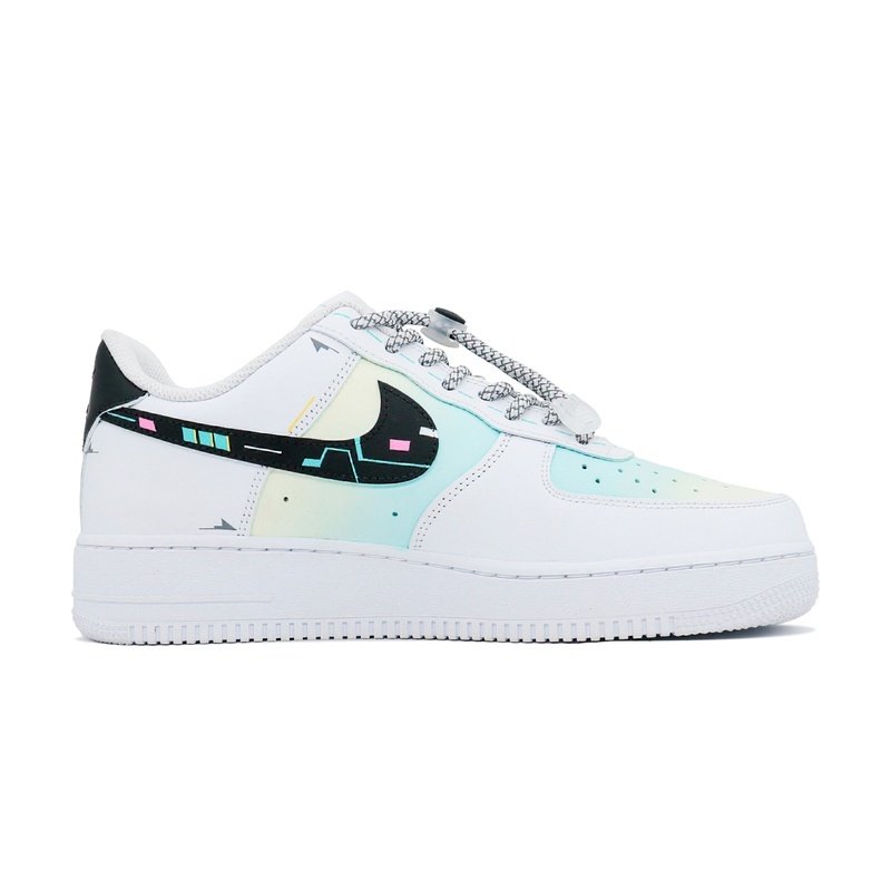 Custom Air Force 1 Shoes White Black Cyber Space - Image 2