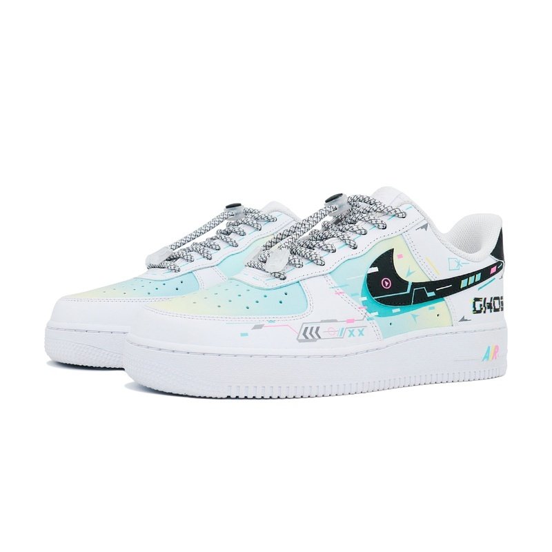 Custom Air Force 1 Shoes White Black Cyber Space - Image 3