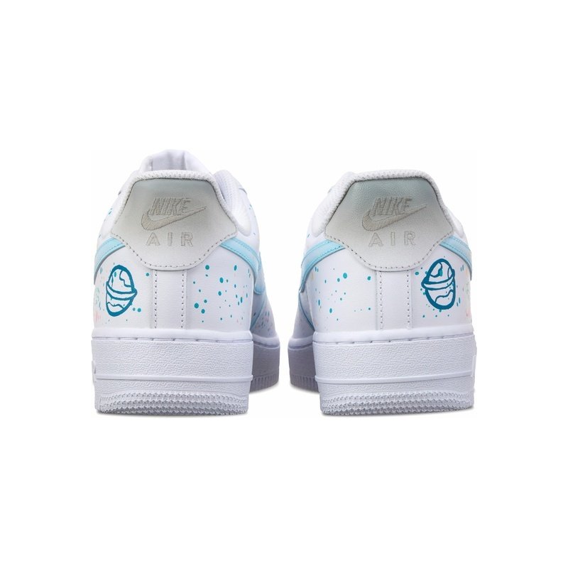 Custom Air Force 1 Shoes White Blue Graffiti Planet - Image 4
