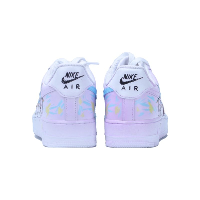 Custom Air Force 1 Shoes White Blue Graffiti Shark - Image 4