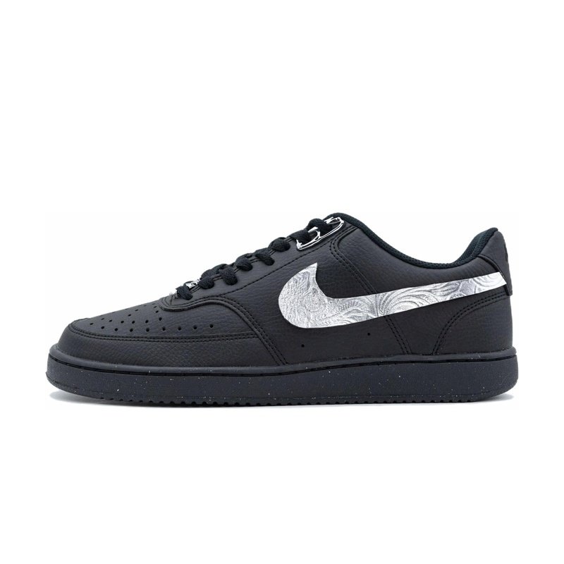 Custom Court Shoes Black Silver Liquid Metal