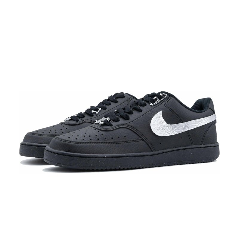 Custom Court Shoes Black Silver Liquid Metal - Image 3