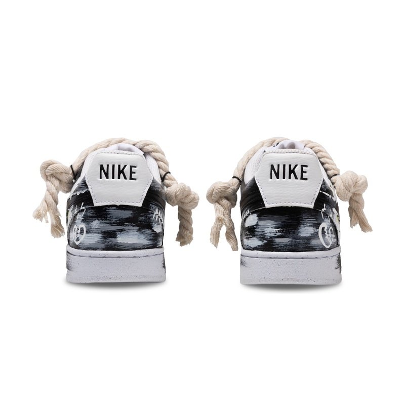 Custom Court Shoes Black White Autumn Chrysanthemum - Image 5