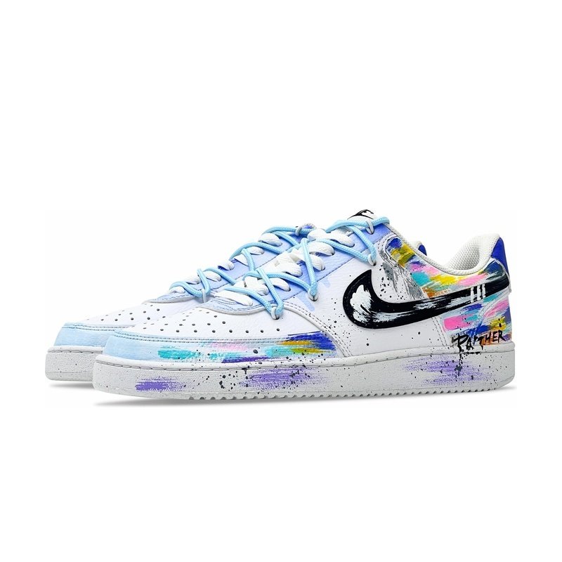 Custom Court Shoes Black White Colorful Panther - Image 3