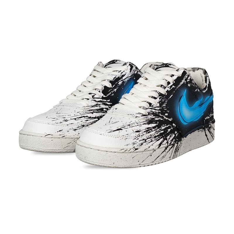Custom Court Shoes Black White Venom Splash - Image 3