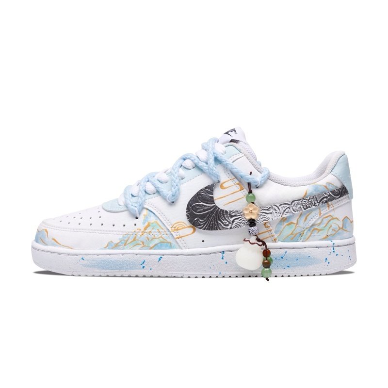 Custom Court Shoes Blue Green Tranquil Landscape