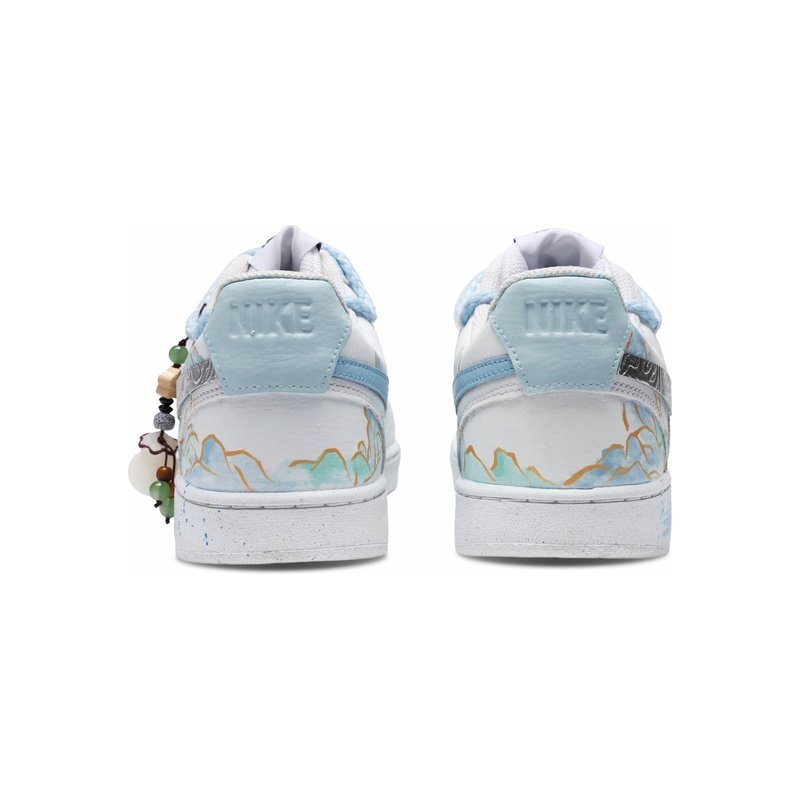 Custom Court Shoes Blue Green Tranquil Landscape - Image 4