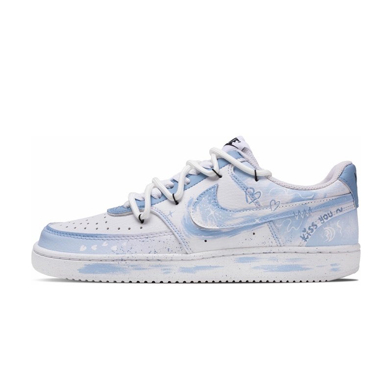 Custom Court Shoes Blue White Campus Romance