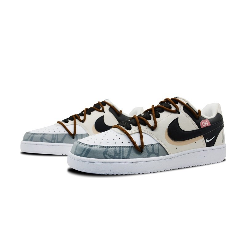 Custom Court Shoes Cream Brown Rain Drip - Image 3