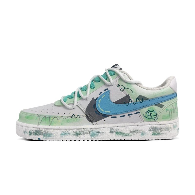 Custom Court Shoes Cyan Blue Nature Vibes