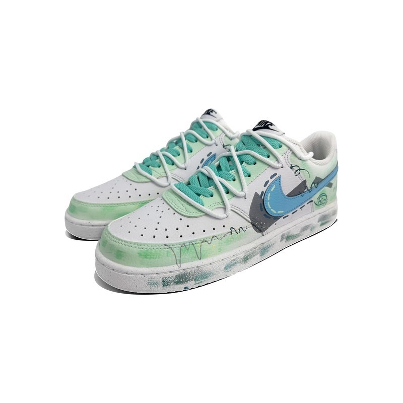 Custom Court Shoes Cyan Blue Nature Vibes - Image 3