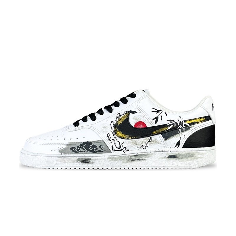 Custom Court Shoes White Black Cloud Sun