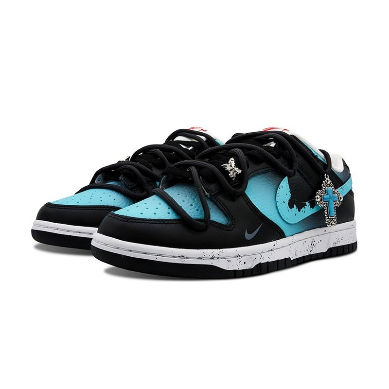 Custom Dunk Shoes Black Cyan Dark Dawn - Image 3
