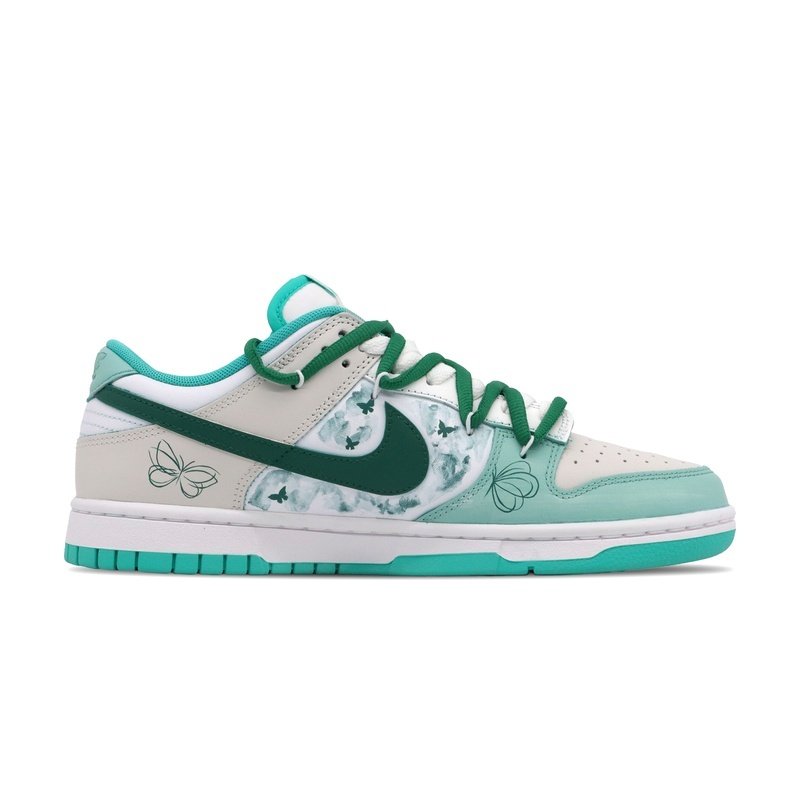 Custom Dunk Shoes Green White Butterfly Dance - Image 2