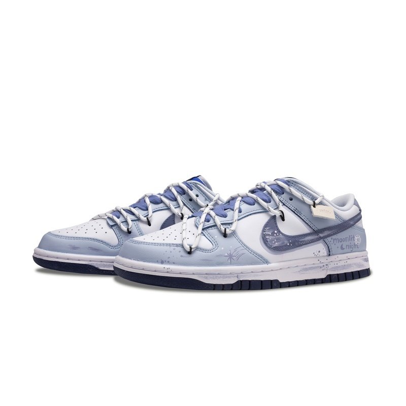Custom Dunk Shoes White Blue Moonlit Night - Image 3