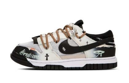 Custom Dunk Shoes White Brown Cross Pattern