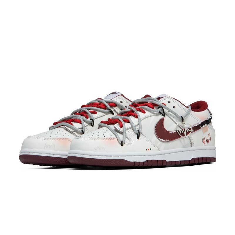 Custom Dunk Shoes White Red Cream Chocolate - Image 3