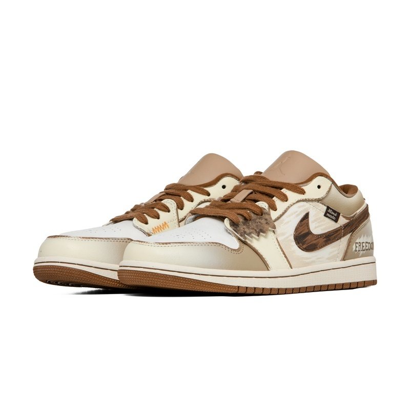 Custom Jordan Shoes Beige Brown Freedom Spirit - Image 3