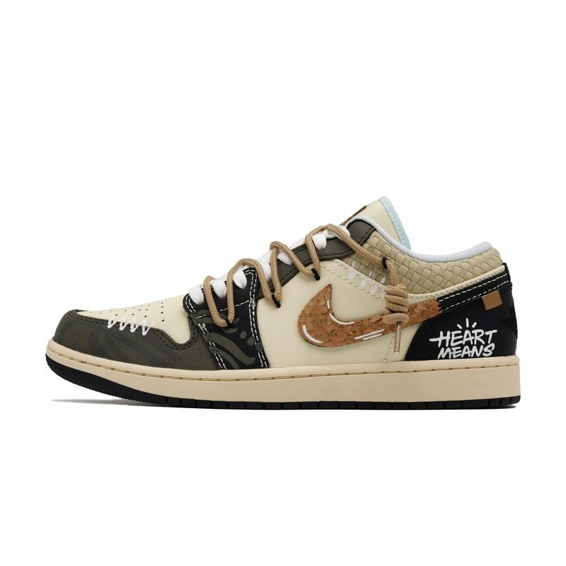 Custom Jordan Shoes Beige Brown Heart Means