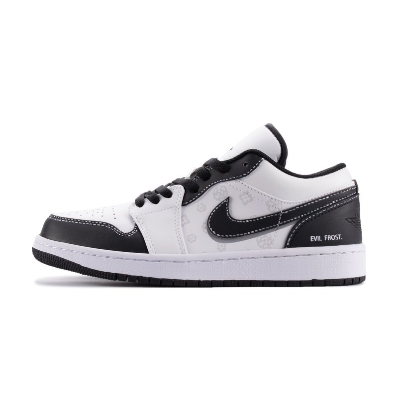 Custom Jordan Shoes Black White Evil Frost