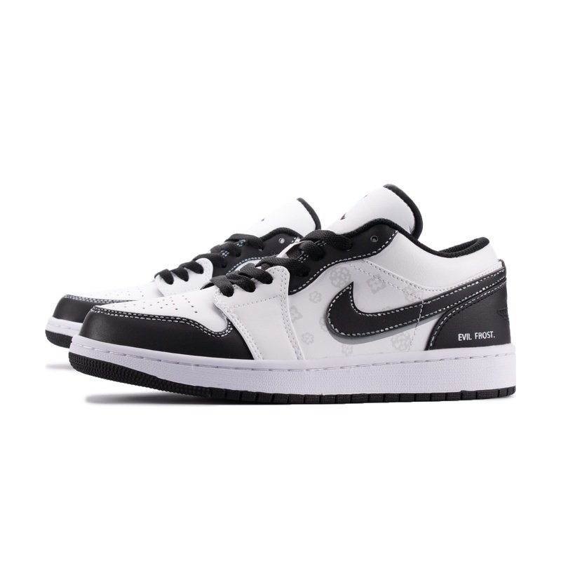 Custom Jordan Shoes Black White Evil Frost - Image 3