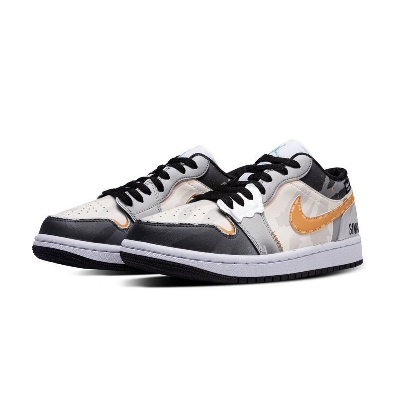 Custom Jordan Shoes Gray Orange Camo Fusion - Image 3