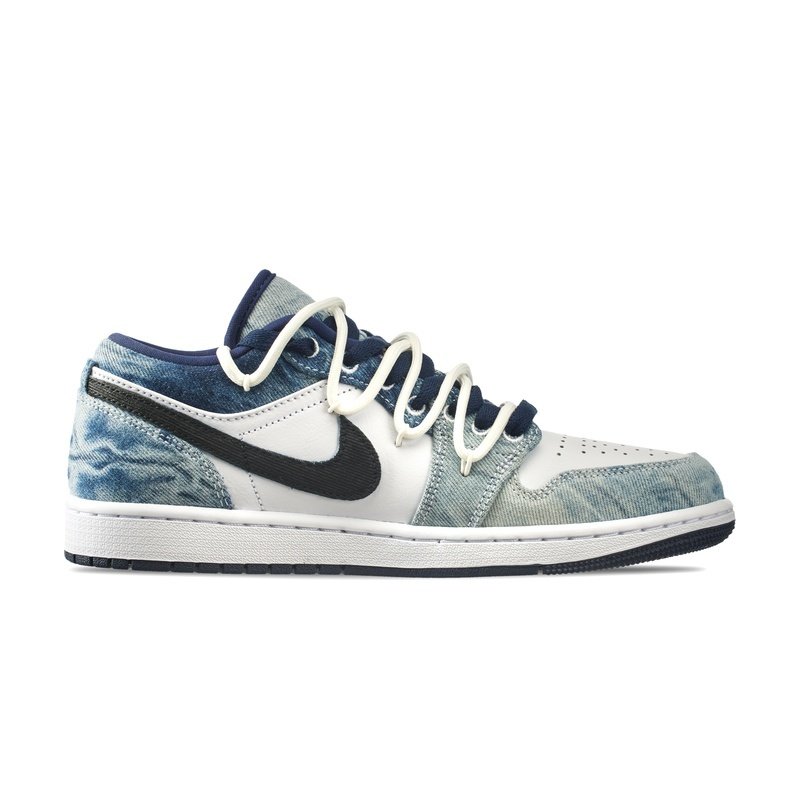 Custom Jordan Shoes White Blue Denim Paisley - Image 2