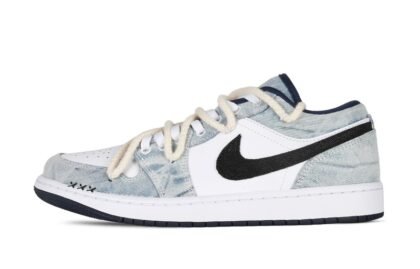 Custom Jordan Shoes White Blue Denim Street