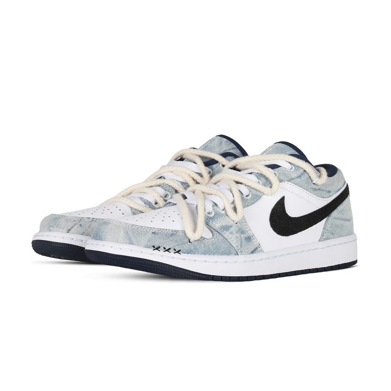 Custom Jordan Shoes White Blue Denim Street - Image 3